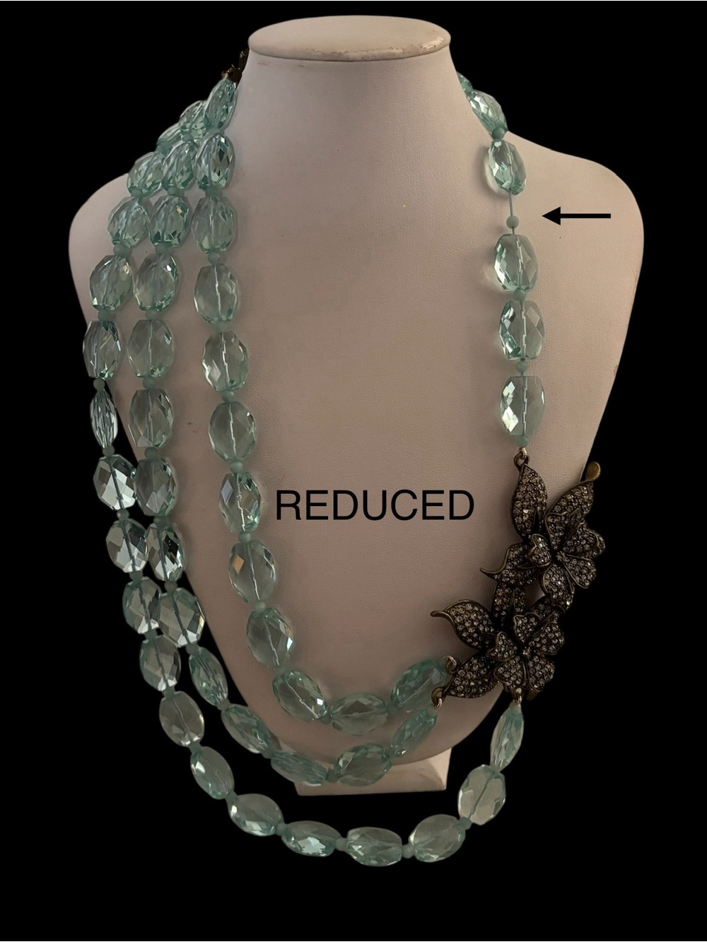 Heidi Daus 3D Flower Aqua Glass  Custom Necklace REDUCED Last One!!
